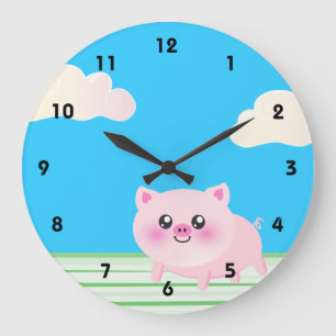 Reloj Redondo Grande Personalizado de cerdo