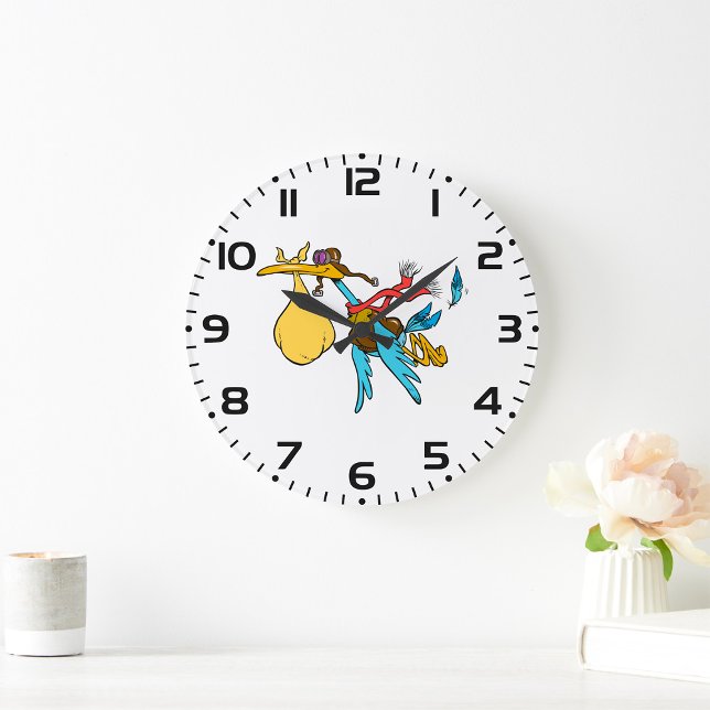 Reloj Redondo Grande Personalizado de cigüeñas voladoras con gafas y pa (Subido por el creador)