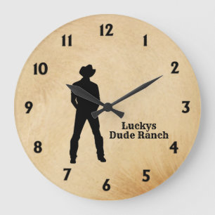 Reloj Redondo Grande Personalizado de Cowboy Textos