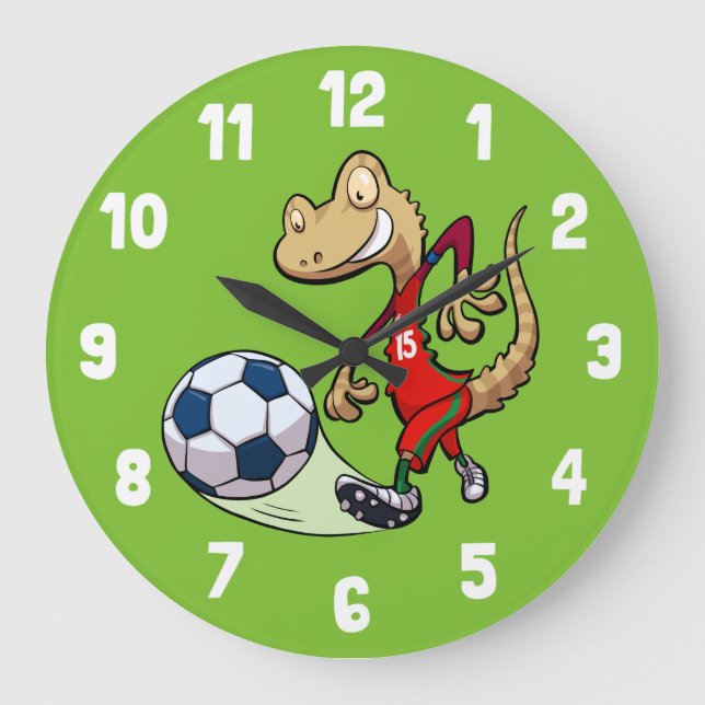 Reloj Redondo Grande Personalizado de Fútbol Feliz Estrella de Fútbol G (Anverso)