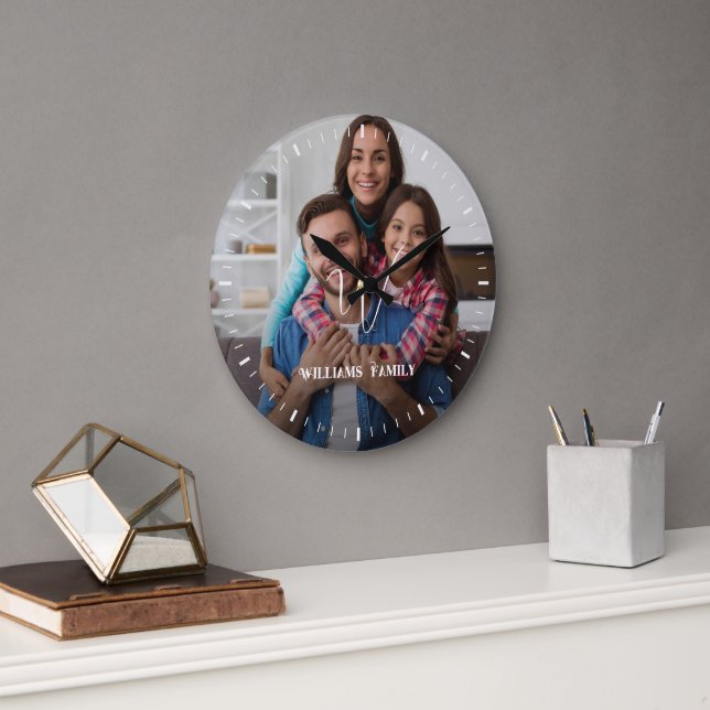 Reloj Redondo Grande Personalizado de la madera Nombre de familia Granj (Oficina)