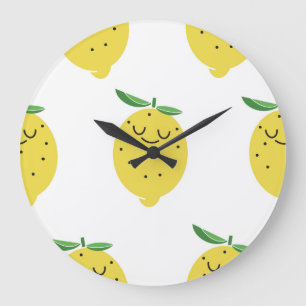 Reloj Redondo Grande Personalizado de limón cútido: Vintage sin foco
