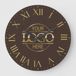 Reloj Redondo Grande Personalizado de logotipo comercial de marca marró