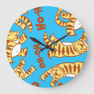 Reloj Redondo Grande Personalizado De Los Cubos De Tigre: Divertido Sin