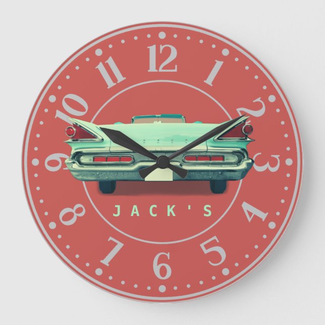 Reloj Redondo Grande Personalizado de los pilotos traseros de mercurio  (Anverso)