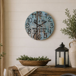 Reloj Redondo Grande Personalizado de madera apenado trullo