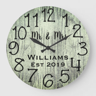 Reloj Redondo Grande Personalizado de Madera Gris Rústico
