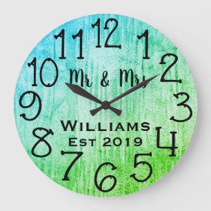 Reloj Redondo Grande Personalizado de Madera Gris Rústico