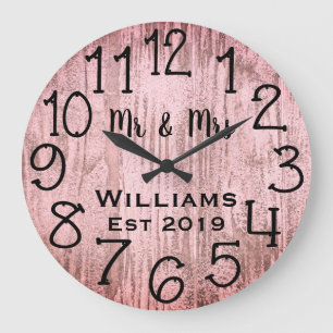 Reloj Redondo Grande Personalizado de Madera Gris Rústico