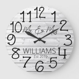 Reloj Redondo Grande Personalizado de madera gris rústico con textura d