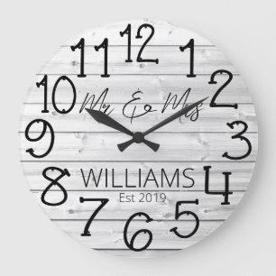 Reloj Redondo Grande Personalizado de madera gris rústico con textura d