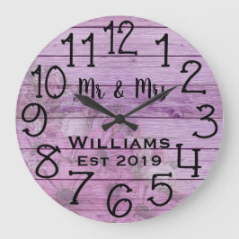 Reloj Redondo Grande Personalizado de madera púrpura antiguo