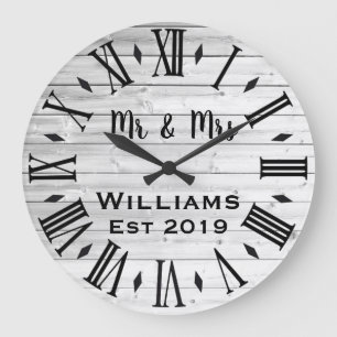 Reloj Redondo Grande Personalizado de Madera Vintage Rústico