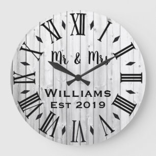 Reloj Redondo Grande Personalizado de Madera Vintage Rústico