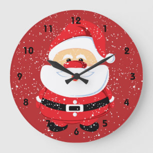 Reloj Redondo Grande Personalizado de Navidades de Cute Santa Claus