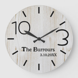 Reloj Redondo Grande Personalizado de nombre de familia de número simpl
