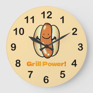 Reloj Redondo Grande Personalizado de Perro Caliente asado