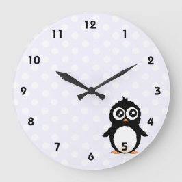 Reloj Redondo Grande Personalizado de pingüino cute