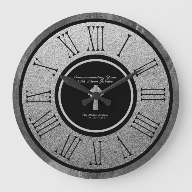 Reloj Redondo Grande personalizado del 25° Aniversario de la Ordenación (Anverso)