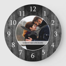 Reloj Redondo Grande Personalizado del aniversario de Boda de Madera Ne