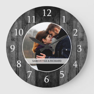 Reloj Redondo Grande Personalizado del aniversario de Boda de Madera Ne