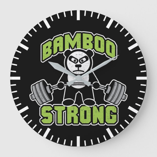 Reloj Redondo Grande Personalizado del oso panda - Bamboo fuerte - Muer (Anverso)