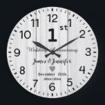Reloj Redondo Grande Personalizado del primer aniversario Boda de la Ma<br><div class="desc">6.º Aniversario Boda Flor Reloj con nombres y año personalizados,  2 Año de Regalo Matrimonial para una pareja,  3.º boda Navidades Reloj personalizado 2025,  8.º aniversario ideas de regalo para una pareja Reloj</div>