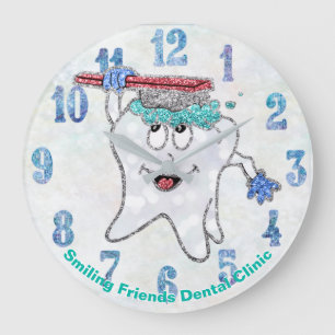 Reloj Redondo Grande Personalizado dental del purpurina de la diversión