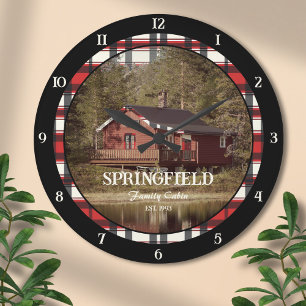Reloj Redondo Grande Personalizado Estilo de granja de chapa roja negra