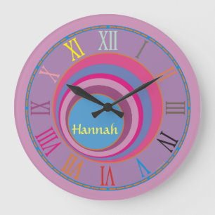 Reloj Redondo Grande Personalizado girly bonito swift círculos tornado