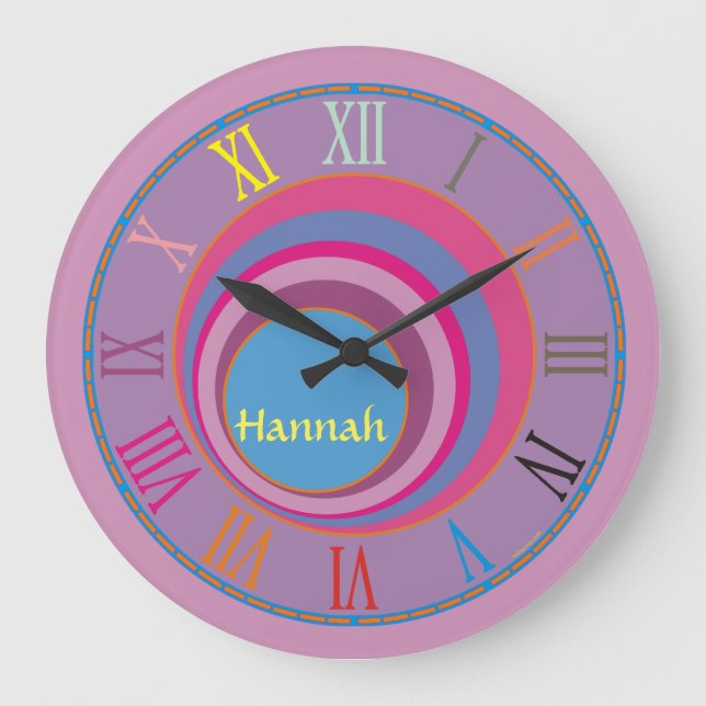 Reloj Redondo Grande Personalizado girly bonito swift círculos tornado  (Anverso)