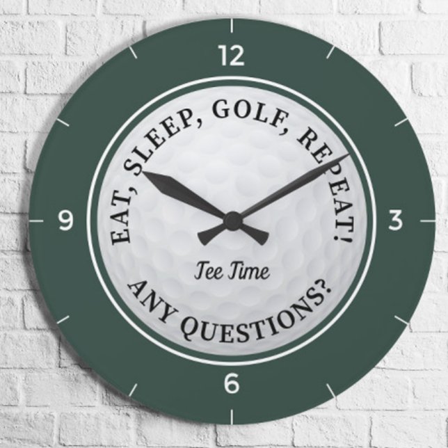 Reloj Redondo Grande Personalizado Golf Ball Deportes Golfer Cita Verde (Subido por el creador)