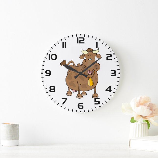 Reloj Redondo Grande Personalizado gracioso vaca marrón con animal gran (Subido por el creador)