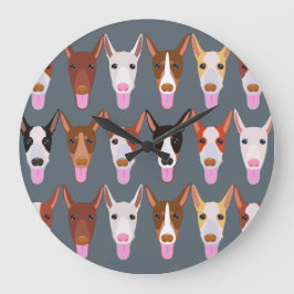 Reloj Redondo Grande Personalizado gris Podenco Caras de perro