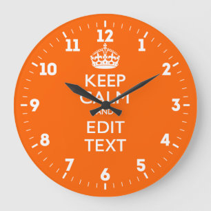 Reloj Redondo Grande Personalizado guarde la calma para tener su texto