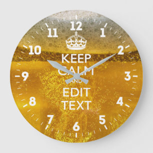 Reloj Redondo Grande Personalizado guarde la calma para tener su texto