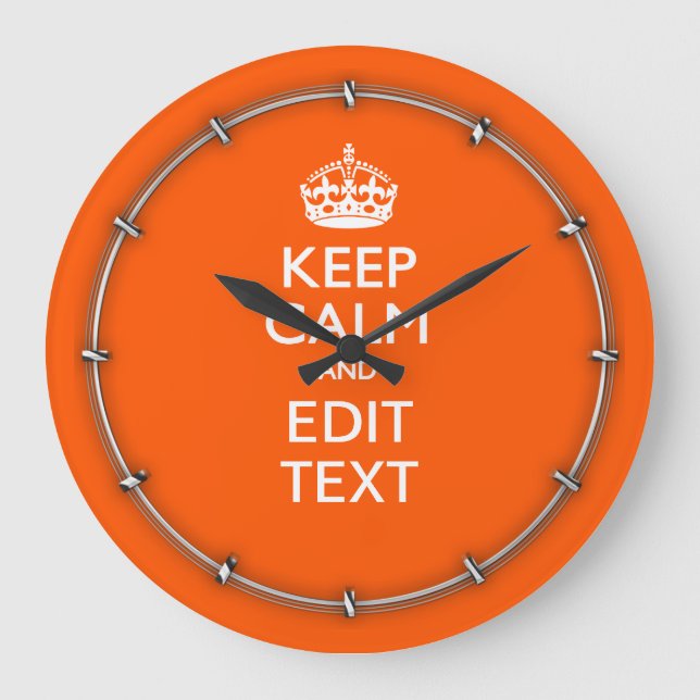 Reloj Redondo Grande Personalizado GUARDE la CALMA su acento del (Anverso)