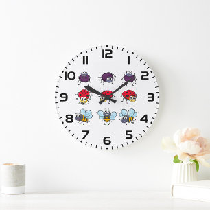 Reloj Redondo Grande Personalizado Insects Funny Bees Ladybugs Spiders