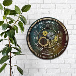 Reloj Redondo Grande Personalizado inspirado en el Steampunk<br><div class="desc">Diseño divertido y personalizado. Hace el regalo perfecto para una casa caliente,  boda o cualquier ocasión! Un tema divertido,  metálico y angustiado inspirado en el steampunk.</div>