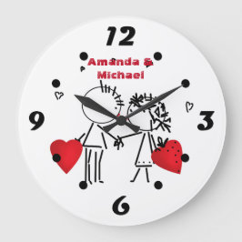 Reloj Redondo Grande Personalizado lindo niño dibujado a mano chica amo