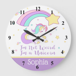 Reloj Redondo Grande Personalizado lindo personalizado con unicornio má