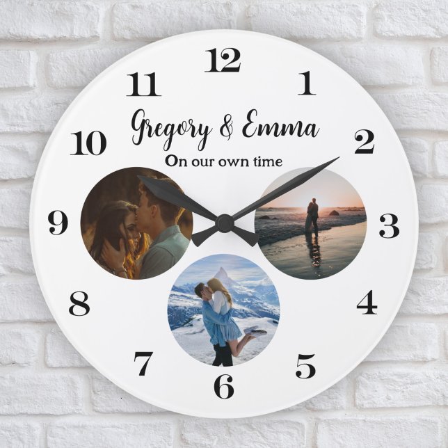 Reloj Redondo Grande Personalizado Moderno 3 Collages de fotos Nuevas S (Subido por el creador)