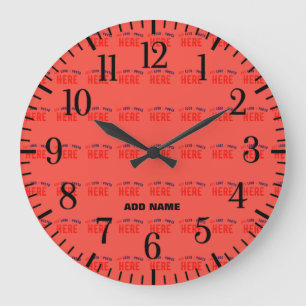 RELOJ REDONDO GRANDE PERSONALIZADO MODERNO ESTILO NARANJA ROJO VERIFICA