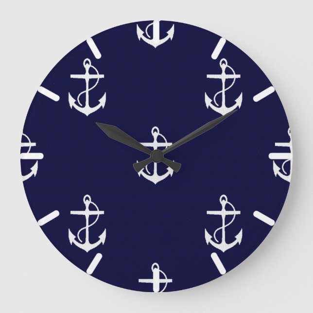 Reloj Redondo Grande Personalizado Náutico de Opus Posh Anchor (Anverso)