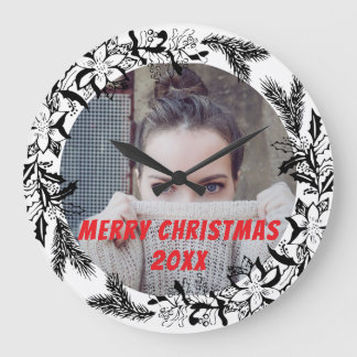 Reloj Redondo Grande Personalizado Navidades personales foto negra