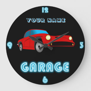 Reloj Redondo Grande Personalizado NEON GARAGE Clock ADD Business Name