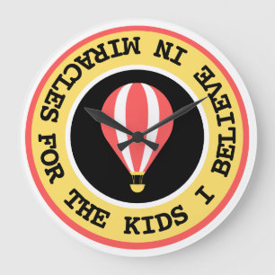 Reloj Redondo Grande Personalizado niño milagro red nombre rojo amarill