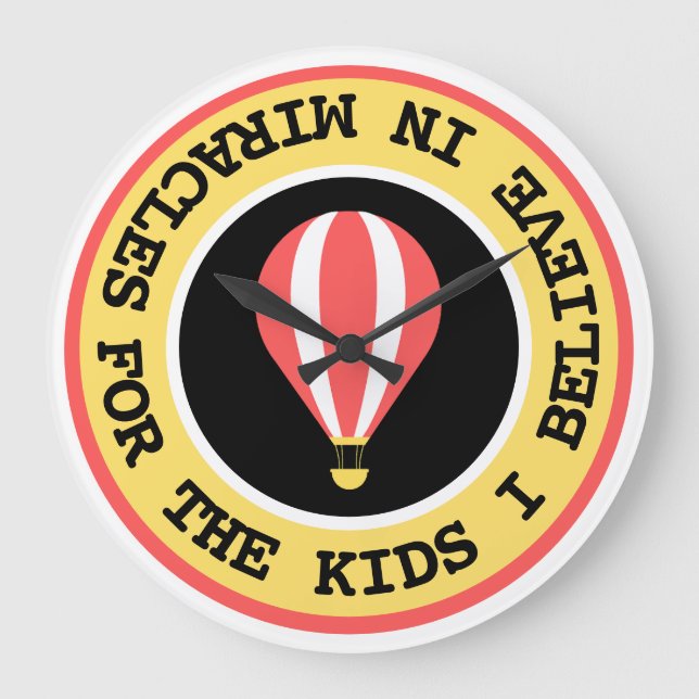 Reloj Redondo Grande Personalizado niño milagro red nombre rojo amarill (Anverso)