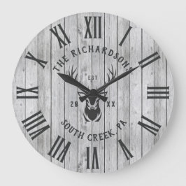 Reloj Redondo Grande Personalizado Nombre Familia Rústica Farmhouse Mad