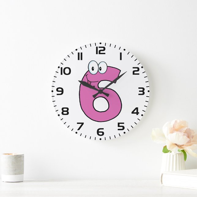 Reloj Redondo Grande Personalizado Número 6 Divertido Morado Sonriente  (Subido por el creador)